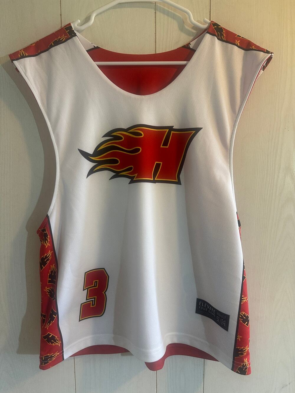 Elevate Your Game Basketball Jersey Reversible Size S/M White Red Flame Blaze 3